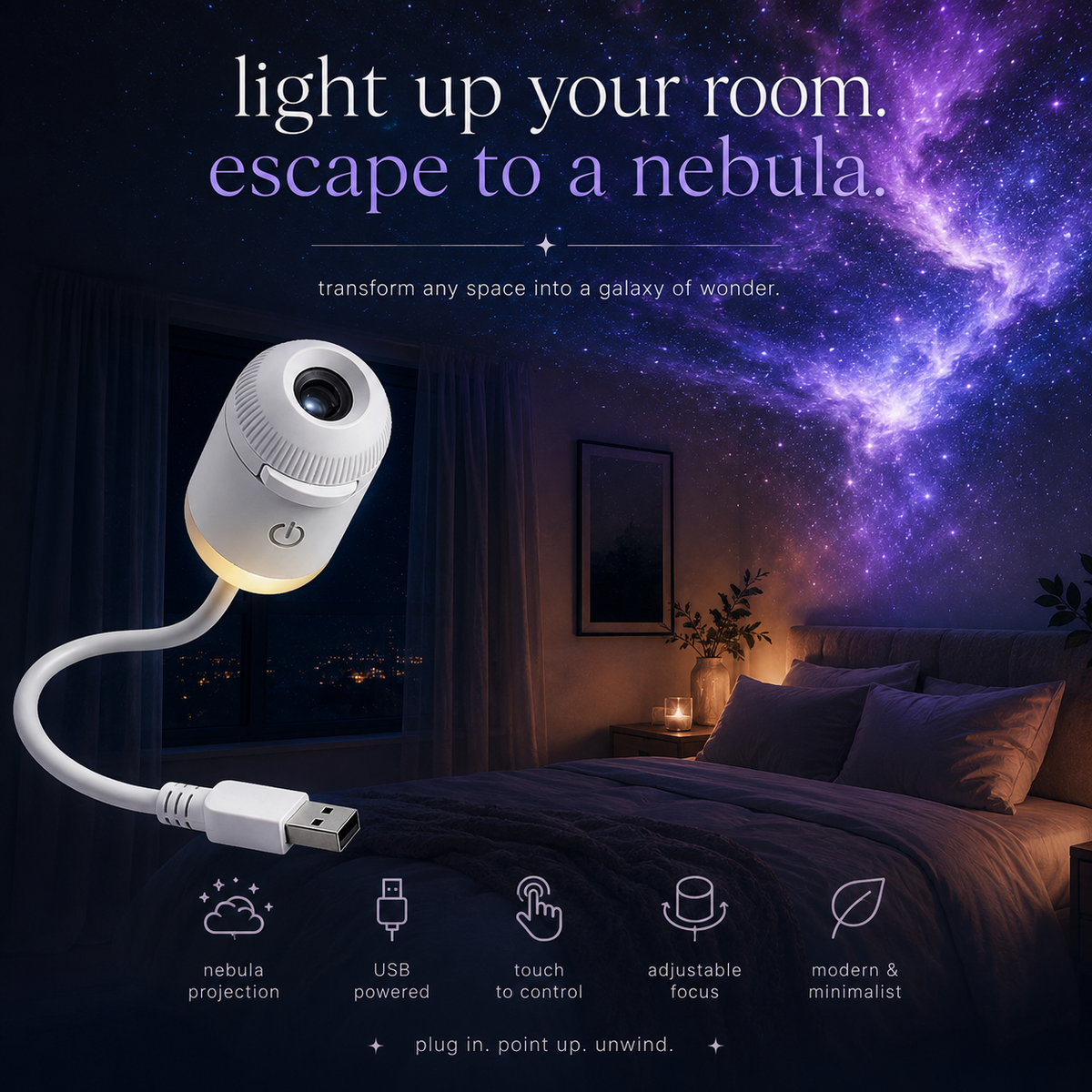 Galaxy Star Projector | FREE | Night Light | USB | LED Nebula Light Projector | 12 Galaxy Lens